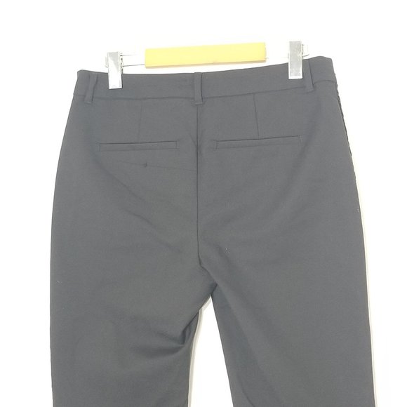 Vero Moda | Black Flocked Tuxedo Stripe Side Dress Pants Straight Ankle Leg M - Picture 7 of 13